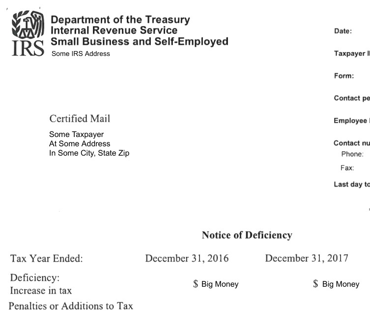 IRS notice of deficiency